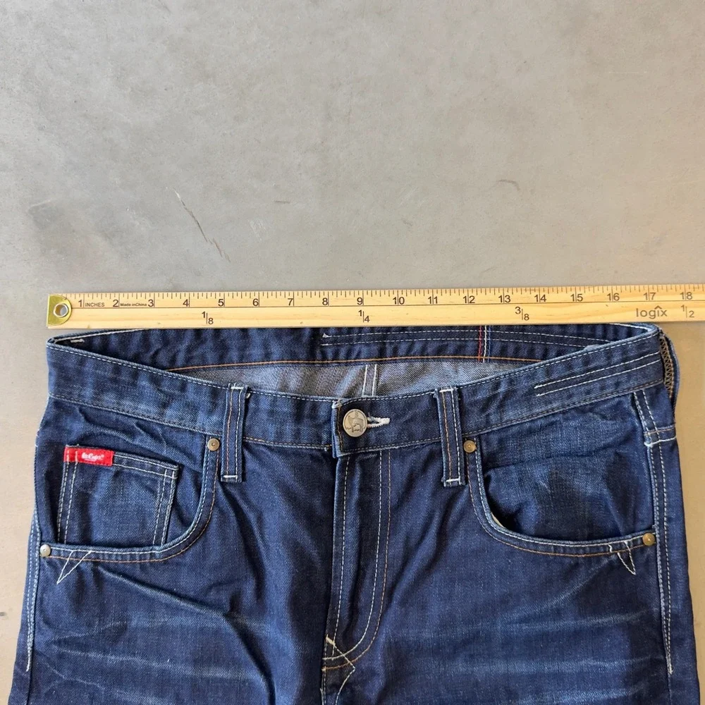 Lee Cooper Mens Straight Leg Denim Jeans Dark Wash Blue Size 34x34